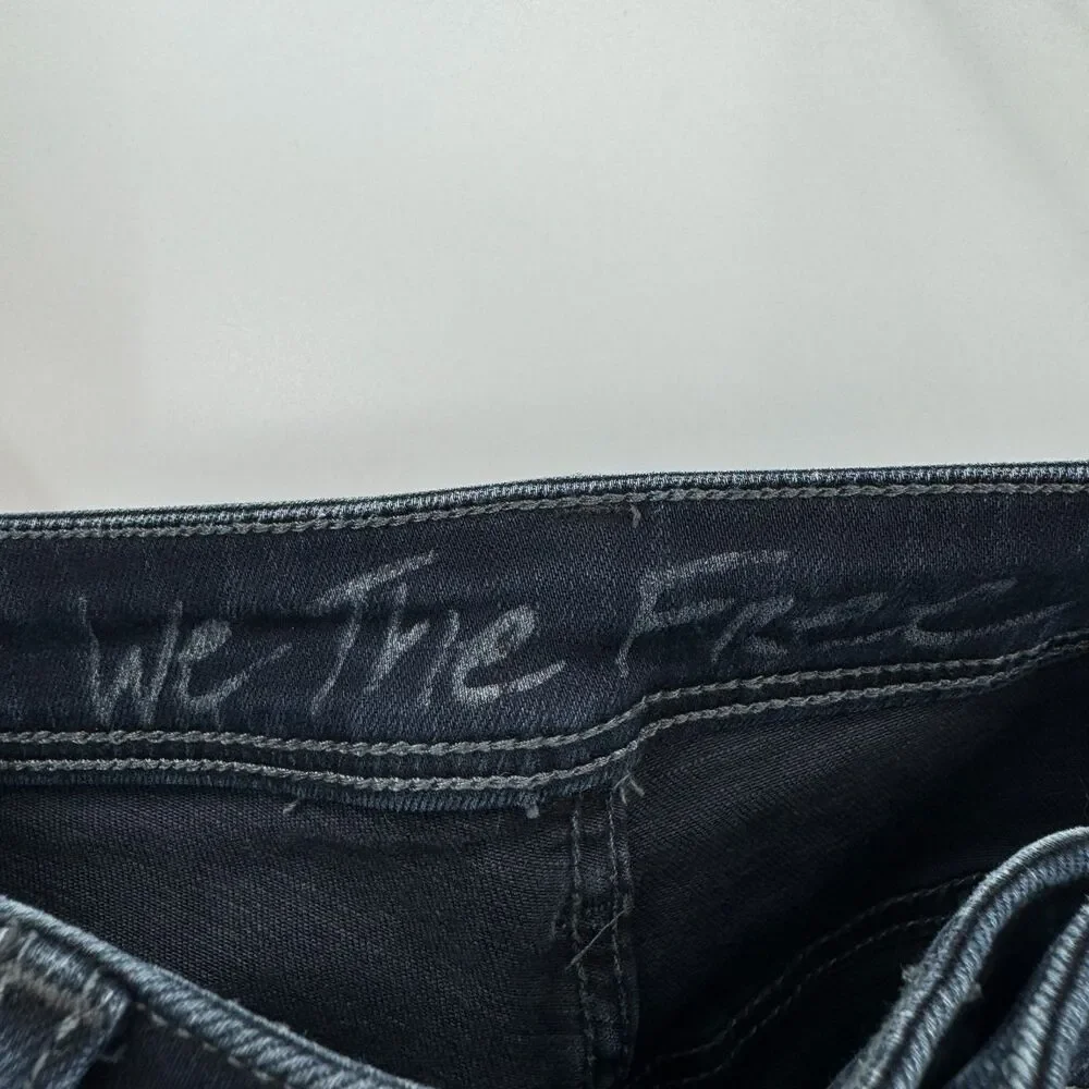FREE PEOPLE | WE THE FREE Dark Wash Ivy Denim Pull On Raw Hem Skinny Jeans Sz 26